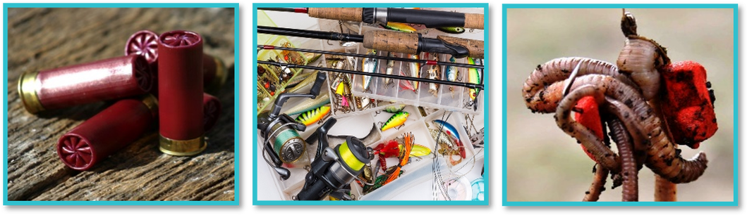 An image of outdoor sporting gear and bait.