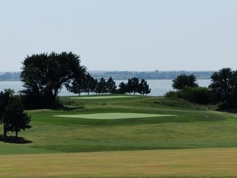 A photo of 2 greens located at the Cawker City Golf Course, located in Mitchell County Kansas.