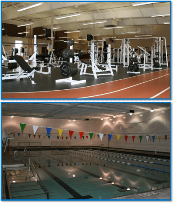 Photo of weights and swimming pool at NCK Wellness Center, Beloit Kansas.