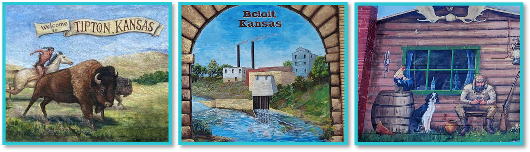 An image of 3 Mitchell County Kansas Murals.