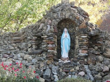 ​Photo of the Grotto Of Lourdes next to St. Boniface Church in Tipton Kansas.